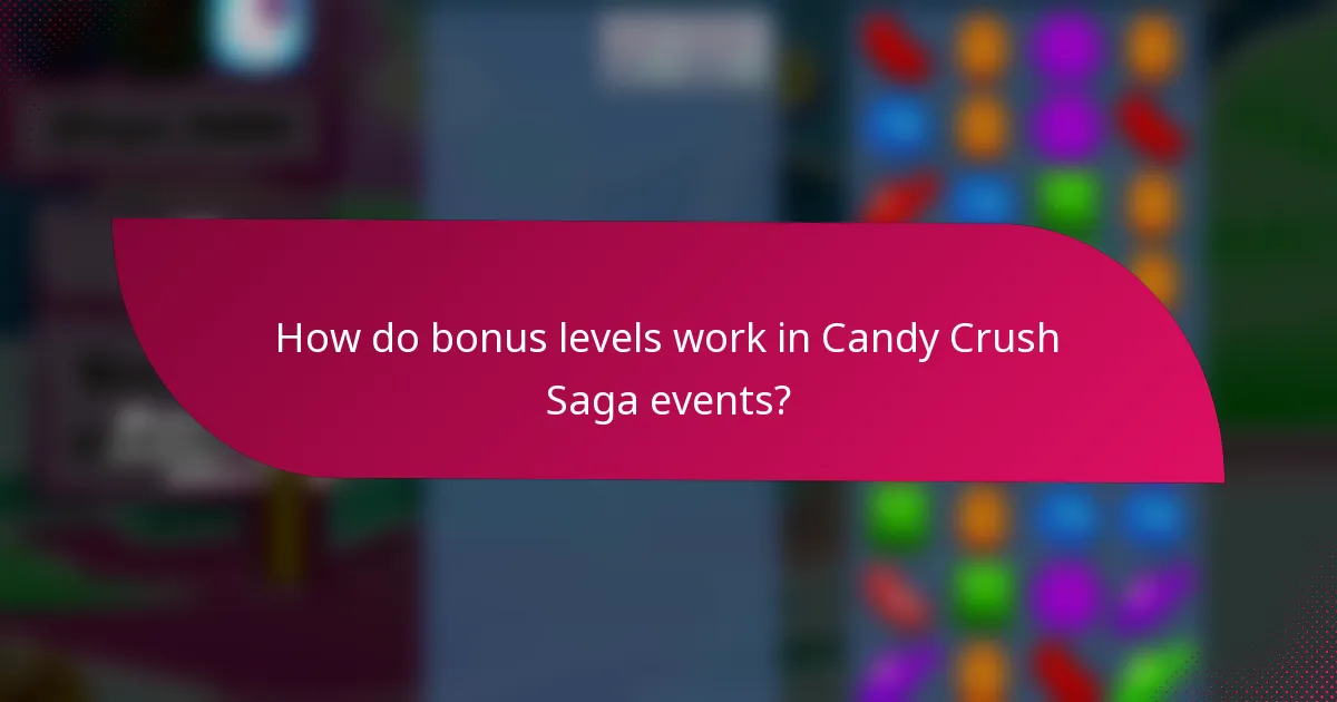 How do bonus levels work in Candy Crush Saga events?