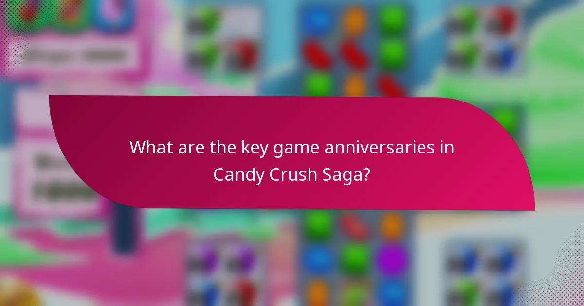 What are the key game anniversaries in Candy Crush Saga?